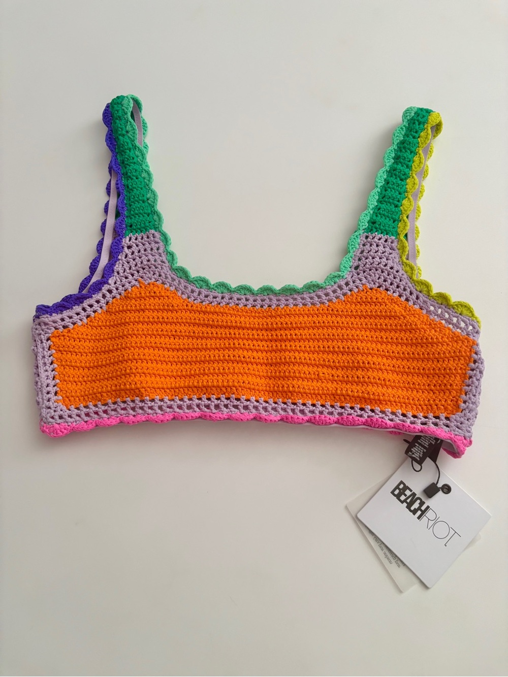 Beach Riot Swim Bikini Top Nwt Andy Crochet Bralette Scoop Neck Orange Purple L